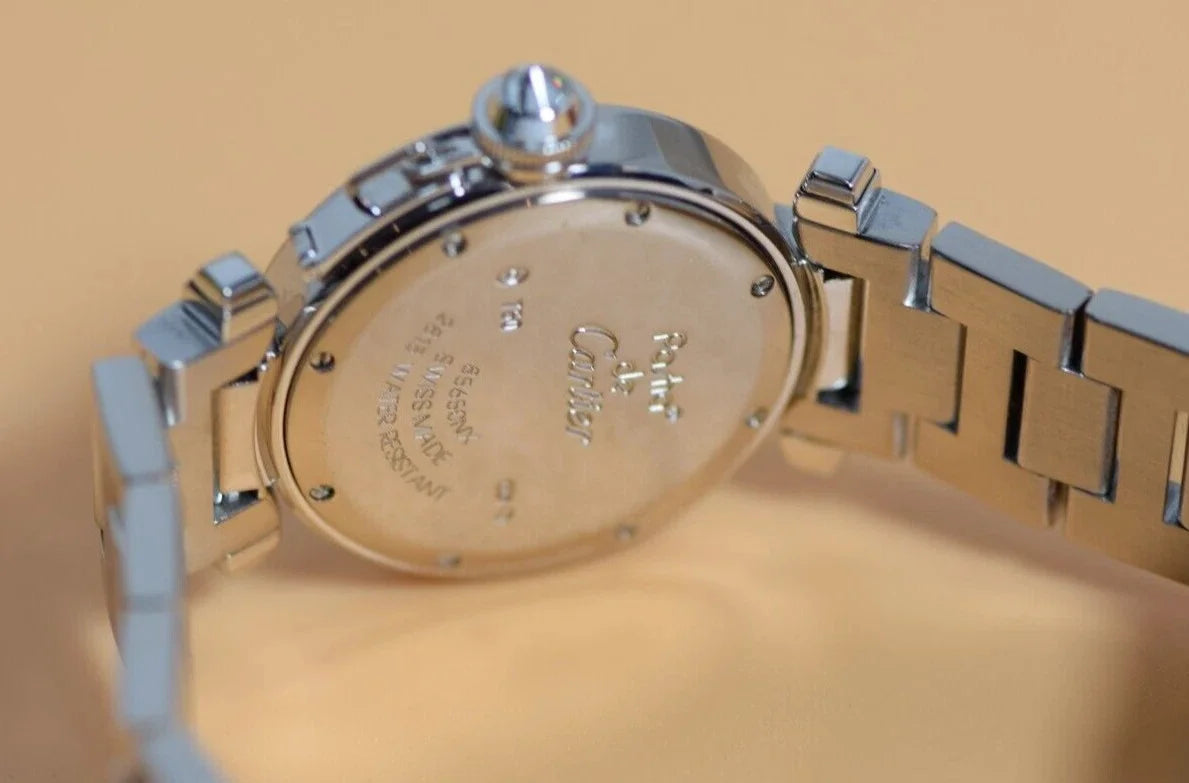 Pasha Cartier WJ12320G 32mm Watch 18k White Gold & Diamonds Box & Papers