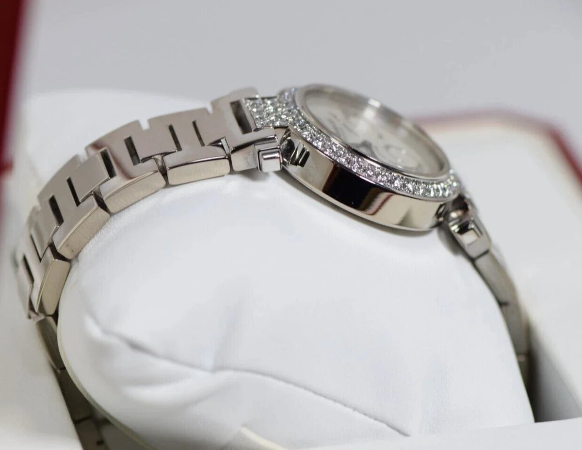 Pasha Cartier WJ12320G 32mm Watch 18k White Gold & Diamonds Box & Papers