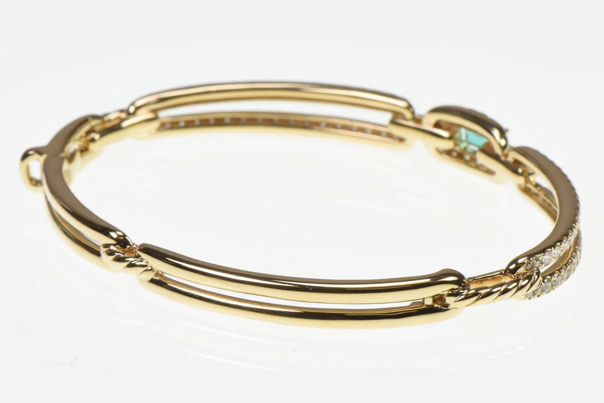 David Yurman  18K Emerald & Diamond Stax Single Link Bracelet