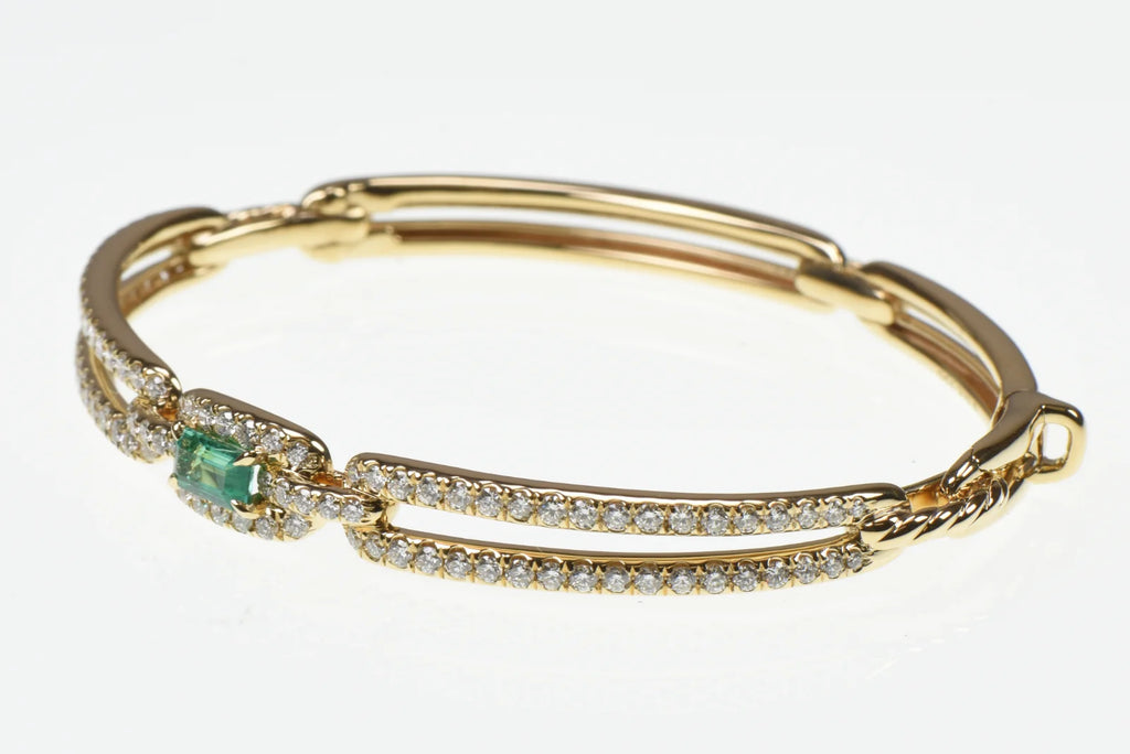 David Yurman  18K Emerald & Diamond Stax Single Link Bracelet