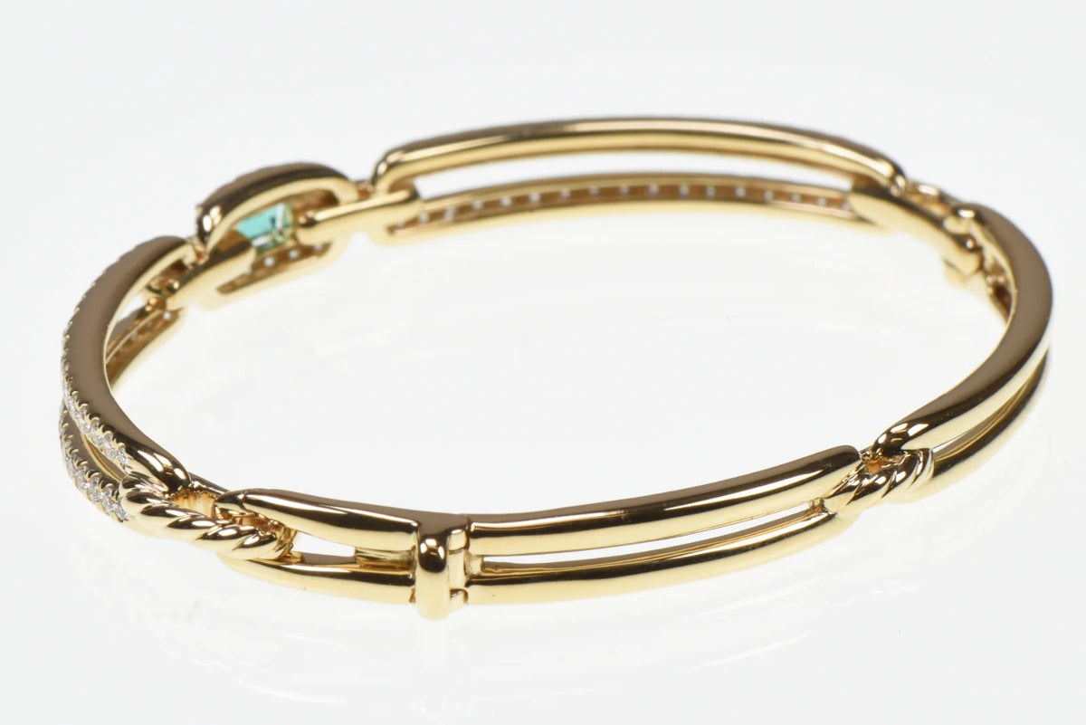 David Yurman  18K Emerald & Diamond Stax Single Link Bracelet