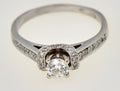 14K White Gold 0.32ct GIA I SI1 Round Diamond Halo Engagement Ring Sz 6.25