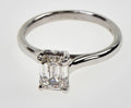 14K White Gold 1.32ct GIA K VS1 Natural Emerald Cut Diamond Solitaire Ring Size 5.5