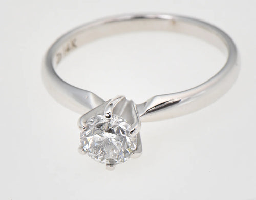 14K White Gold 0.60ct Natural Round Diamond G/I2 Solitaire Ring Size 5