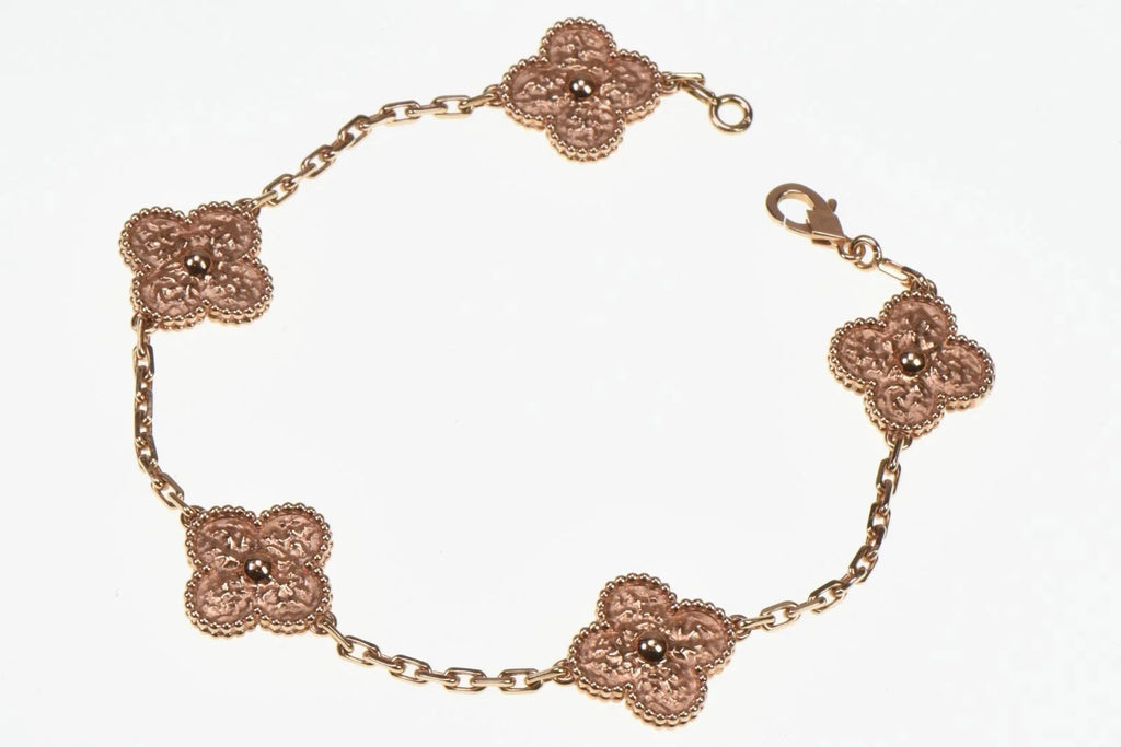 Van Cleef & Arpels Vintage Alhambra 5-Motif 18K Rose Gold Bracelet VCARN9T300