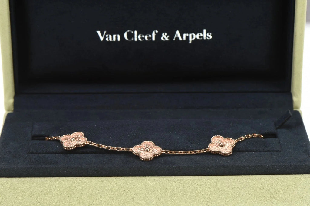 Van Cleef & Arpels Vintage Alhambra 5-Motif 18K Rose Gold Bracelet VCARN9T300