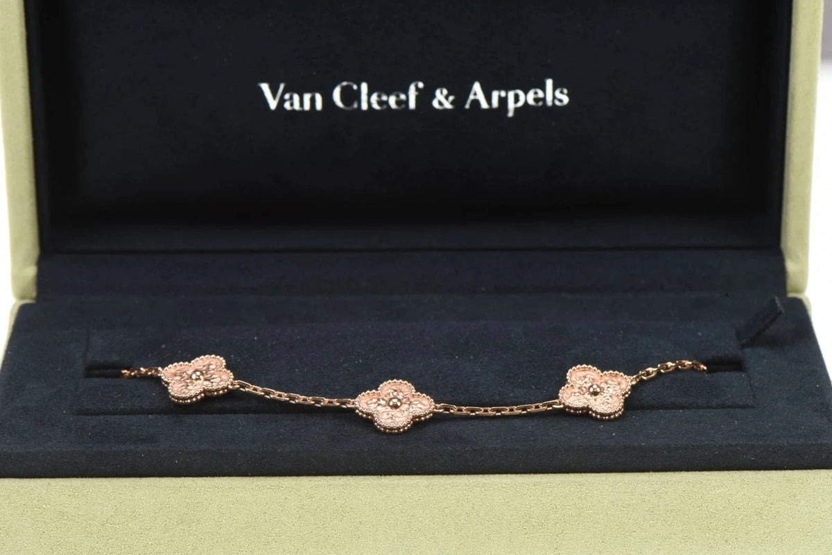 Van Cleef & Arpels Vintage Alhambra 5-Motif 18K Rose Gold Bracelet VCARN9T300