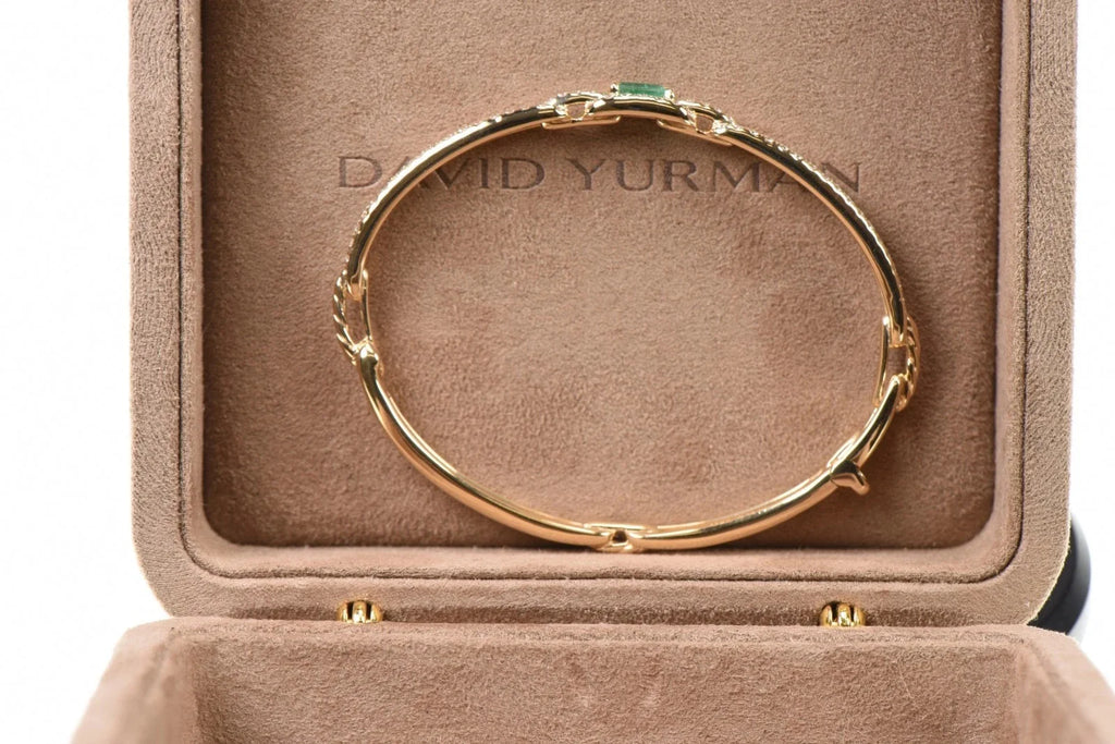 David Yurman  18K Emerald & Diamond Stax Single Link Bracelet