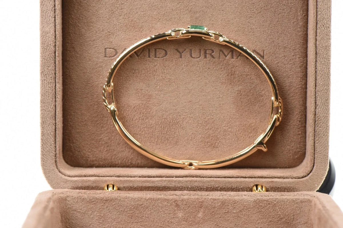 David Yurman  18K Emerald & Diamond Stax Single Link Bracelet