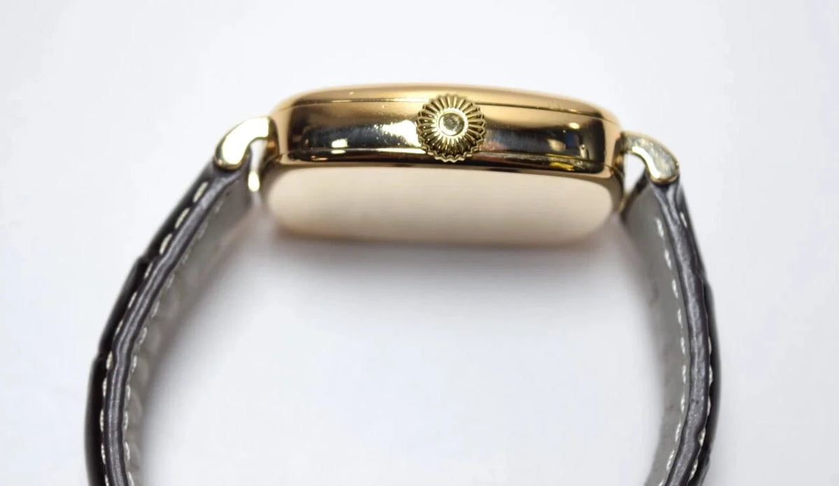 Robert Lighton Wristwatch HUDSON SOLID 18KT GOLD W/ BROWN Leather Strap