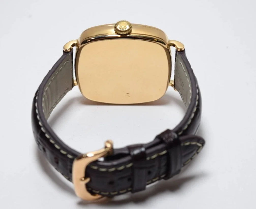 Robert Lighton Wristwatch HUDSON SOLID 18KT GOLD W/ BROWN Leather Strap
