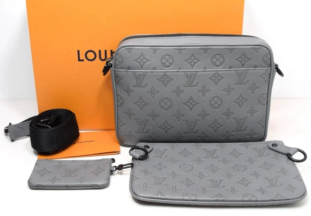 Louis Vuitton Trio Messenger M27185 Monogram Leather Anthracite Gray Auth New