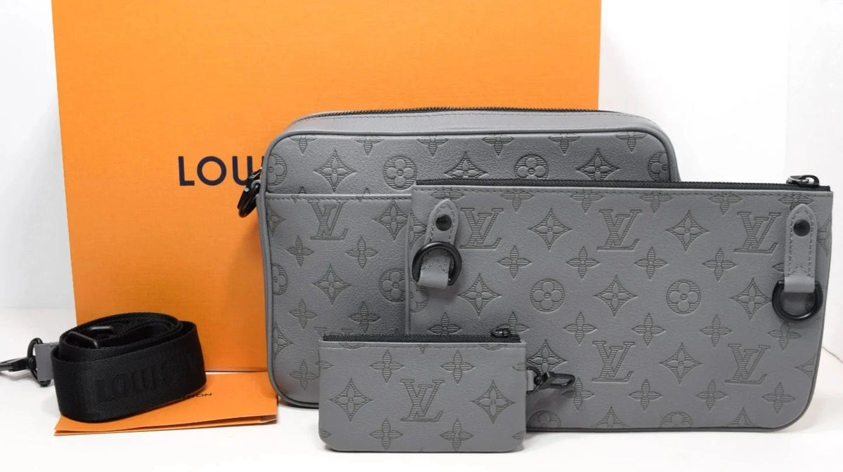 Louis Vuitton Trio Messenger M27185 Monogram Leather Anthracite Gray Auth New