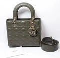Christian Dior Small Lady My ABCDior Cannage Quilt Lambskin Olive Taupe Lambskin