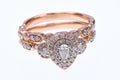 14K Yellow Gold Natural Diamond Pear Double Halo Bridal Set Size 8.5