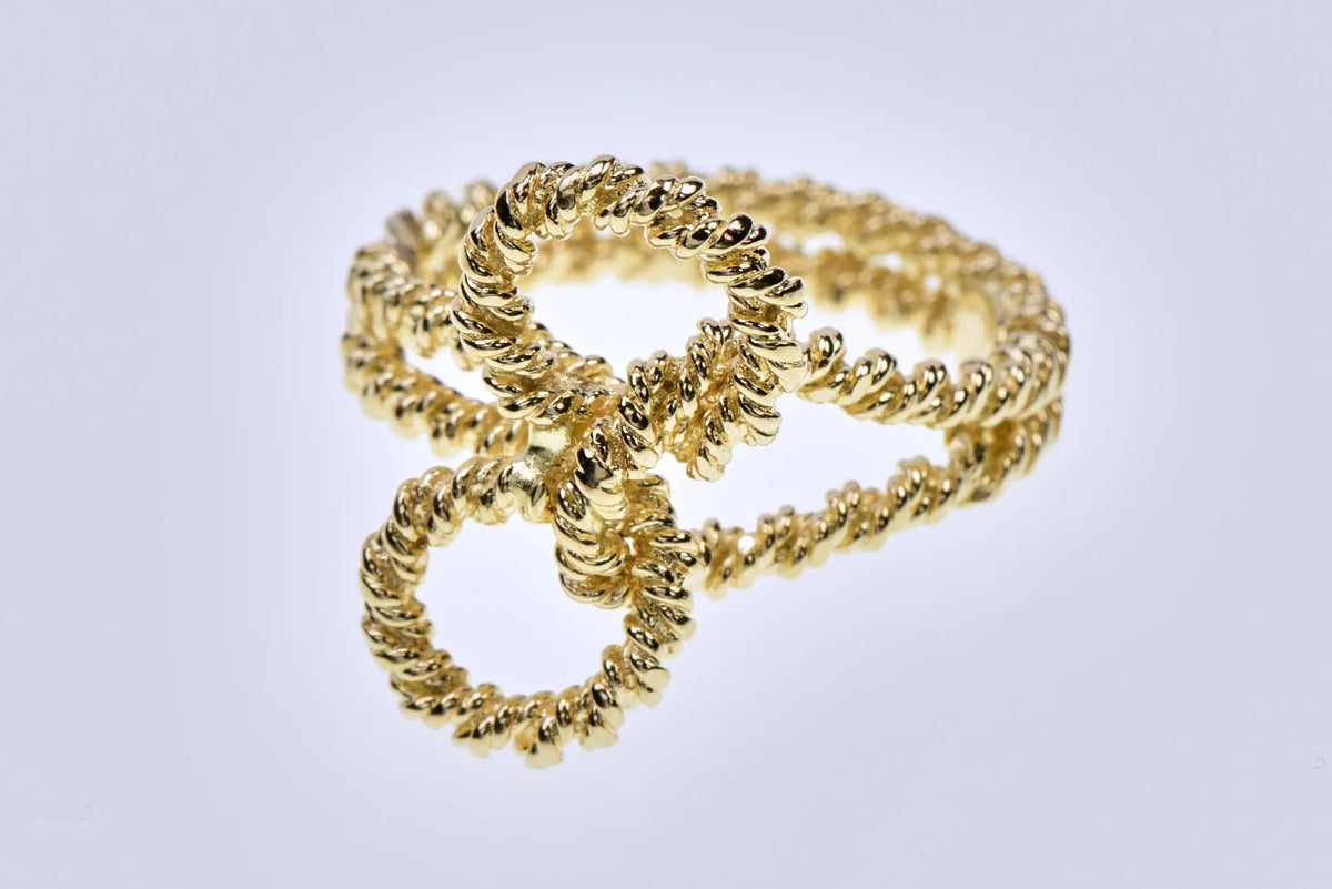 Vintage 1971 Grossé Germany 18K Yellow Gold Sculptural Rope Knot Ring – Size 9