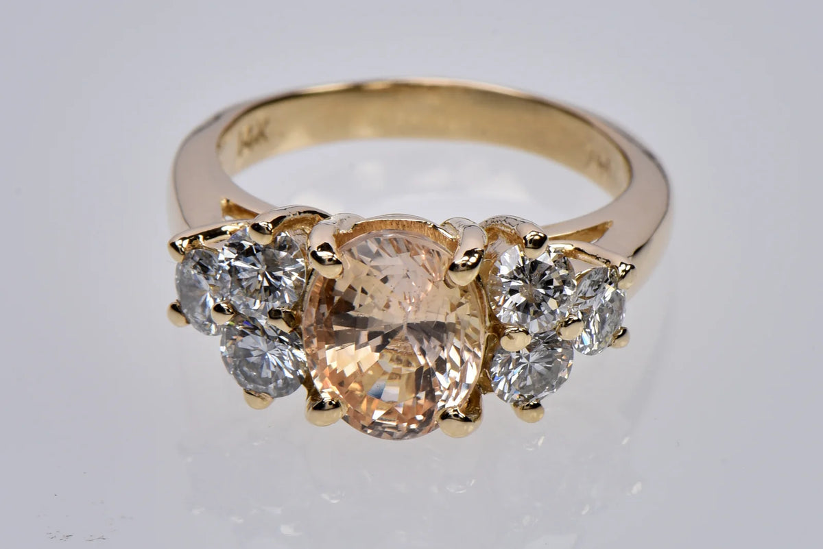 3.11ct Natural Yellow Sapphire 1ct TW Diamond 14K Gold Ring Size 6.5