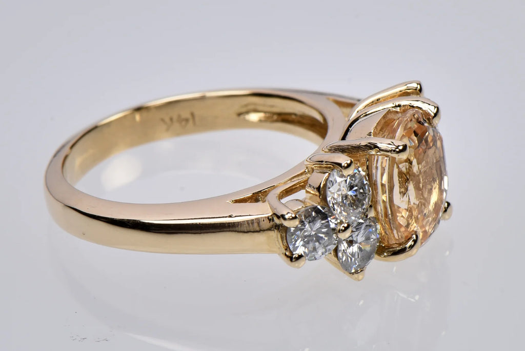 3.11ct Natural Yellow Sapphire 1ct TW Diamond 14K Gold Ring Size 6.5