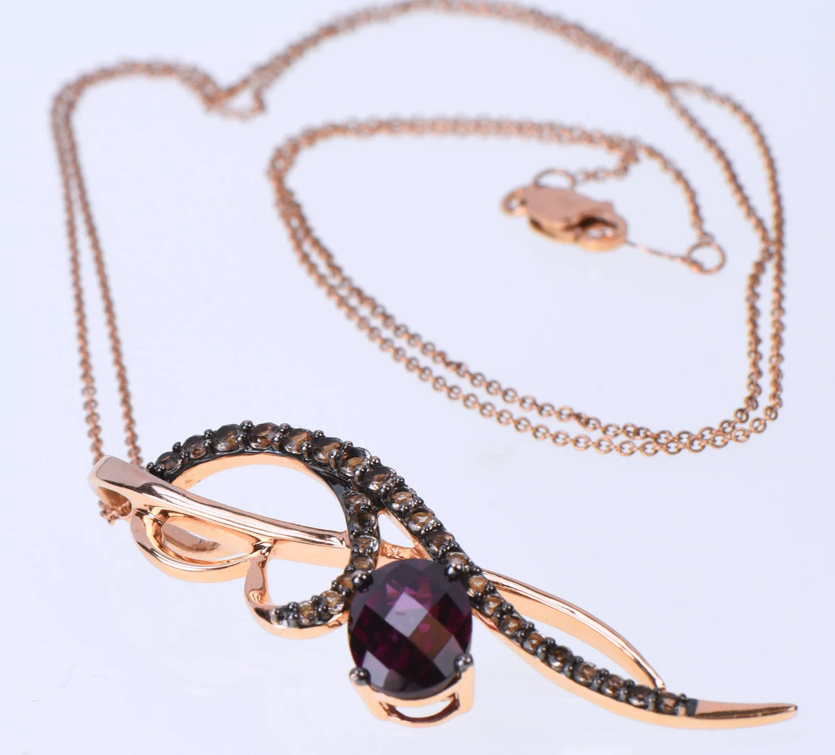 Le Vian 14K Rose Gold 2ct Amethyst Chocolate Diamond Heart Necklace 20-in