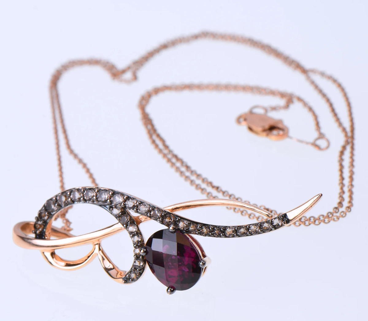 Le Vian 14K Rose Gold 2ct Amethyst Chocolate Diamond Heart Necklace 20-in