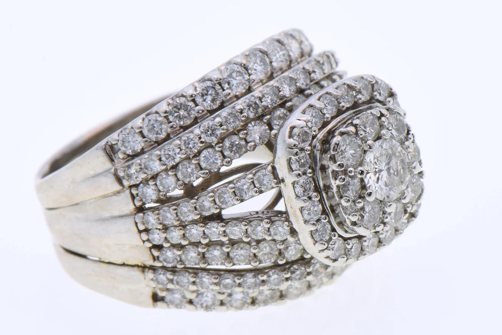 14K White Gold 143 Natural Diamond Cluster Cocktail Ring 0.30ct Size 10