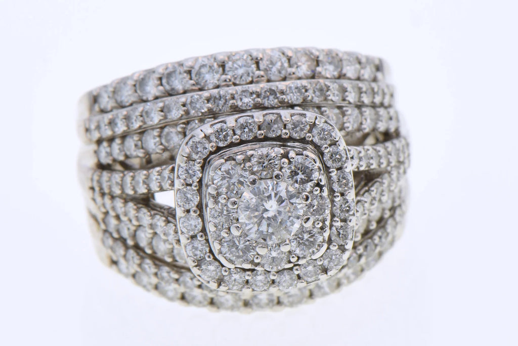 14K White Gold 143 Natural Diamond Cluster Cocktail Ring 0.30ct Size 10
