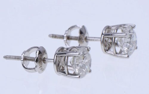 14K White Gold 1.04ctw Natural Diamond Stud Earrings G-H I1-I2