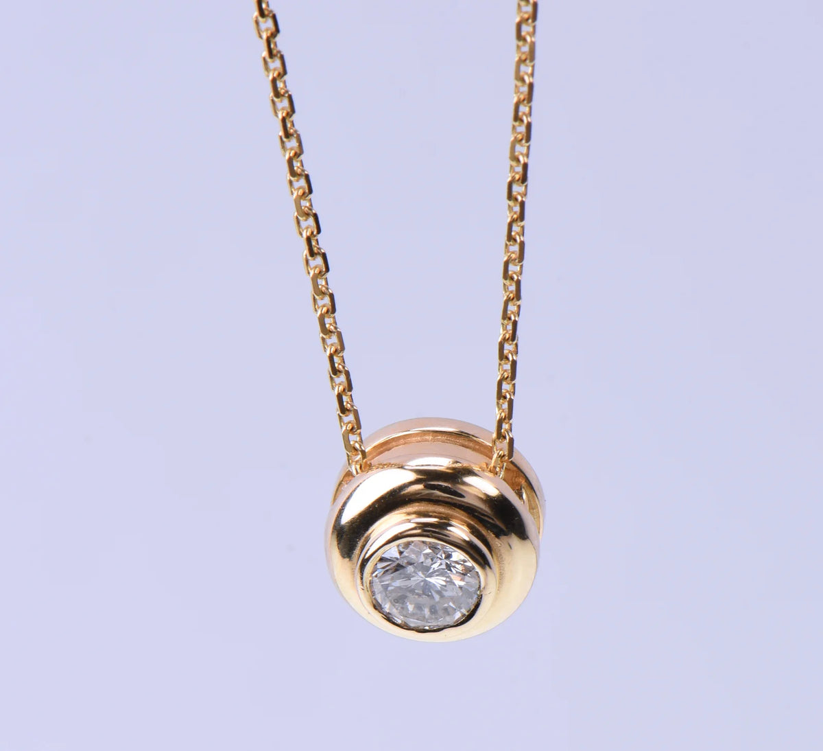 14K Yellow Gold 0.22ct Natural Diamond Solitaire Pendant Necklace 16in