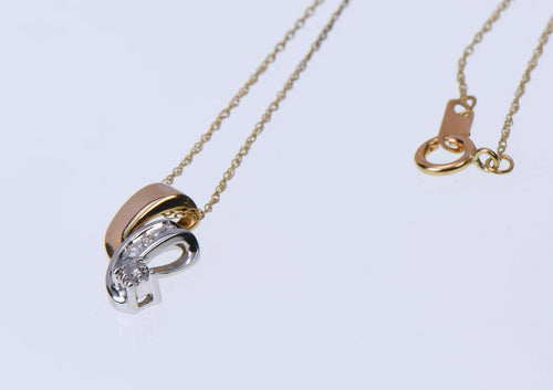 10K Two-Tone Gold 4 Natural Diamond Pendant Necklace 18-in