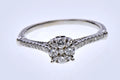 14K White Gold Natural Diamond Floral Cluster Ring SI Size 10