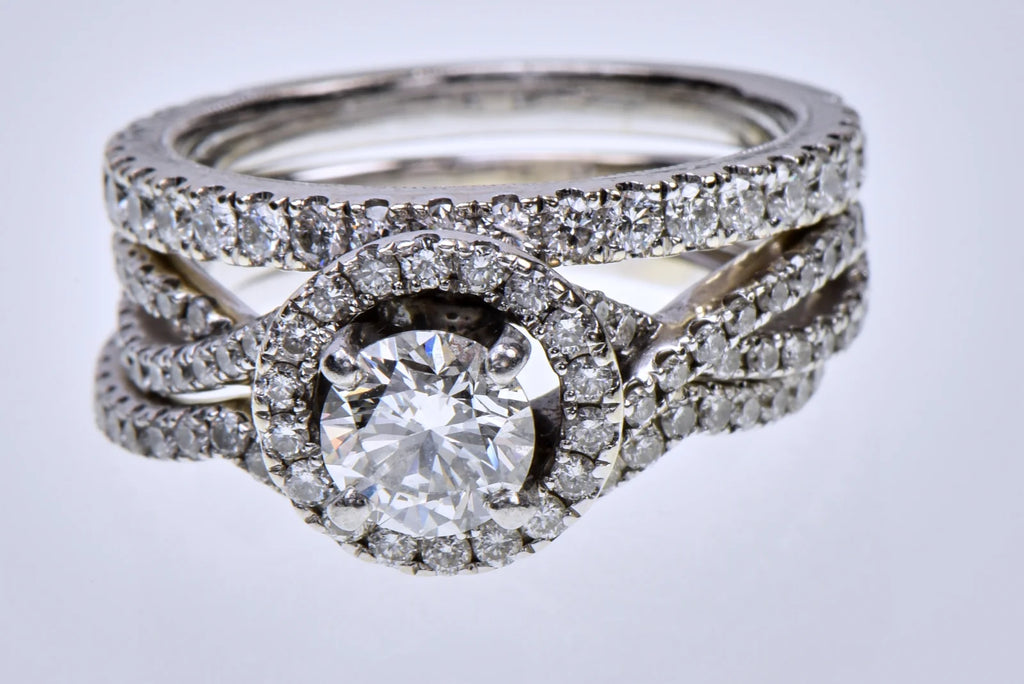 Neil Lane 14K White Gold 0.74ct F SI2 GSI Diamond 3-Ring Bridal Set Sz 6.5
