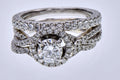 Neil Lane 14K White Gold 0.74ct F SI2 GSI Diamond 3-Ring Bridal Set Sz 6.5
