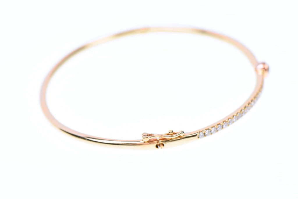 14K Gold 0.98ct TW 41 Natural Diamonds Hinged Bangle Brown-Yellow Center
