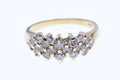14K Yellow Gold ~1ct TW Natural Diamond 3-Row Cluster Ring Size 7.75