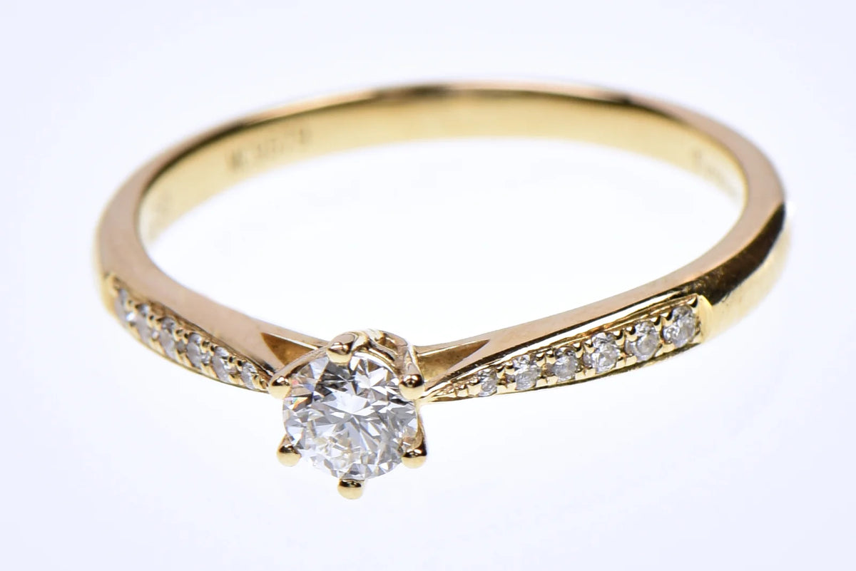 Darry Ring DR 18K Gold 0.26ct TW Natural Diamond Engagement Ring Size 6.5