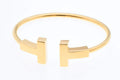 Tiffany & Co. T Wide Wire Bracelet 18K Yellow Gold Large, Box & Service Receipt