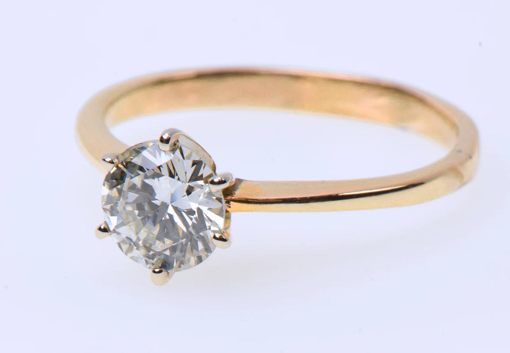 GIA 0.99ct M I1 Natural Diamond 14K Yellow Gold Solitaire Ring Sz 7