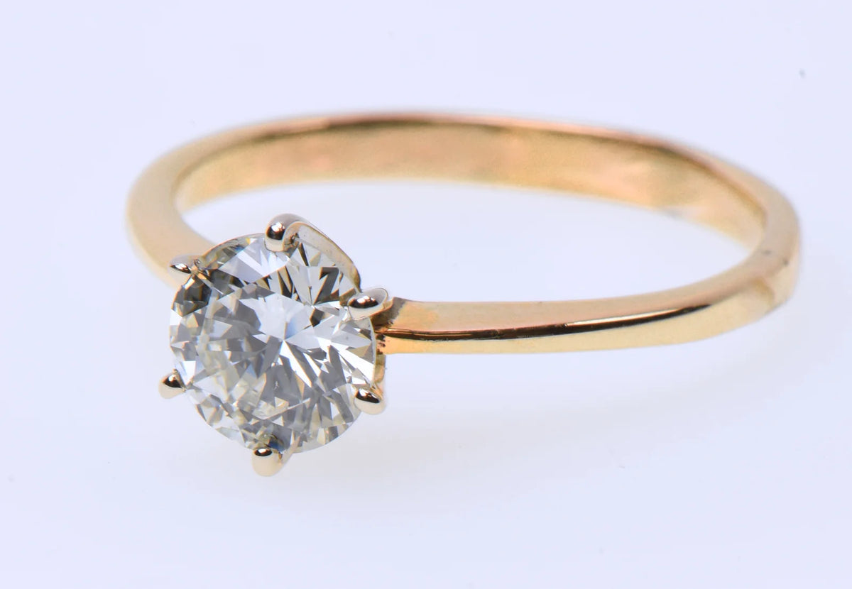 GIA 0.99ct M I1 Natural Diamond 14K Yellow Gold Solitaire Ring Sz 7