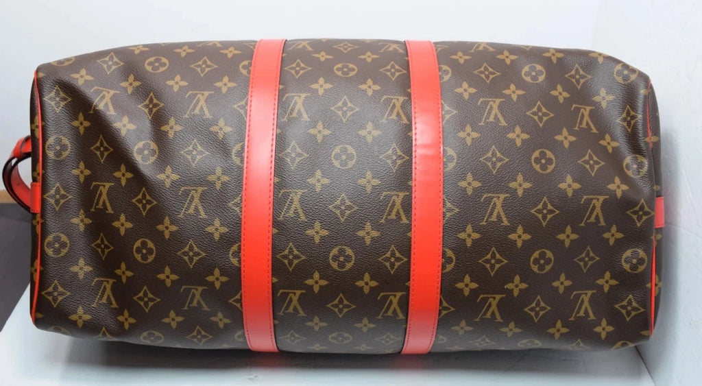 Louis Vuitton Keepall Bandoulière 50 Coquelicot Red Monogram Canvas Travel Bag