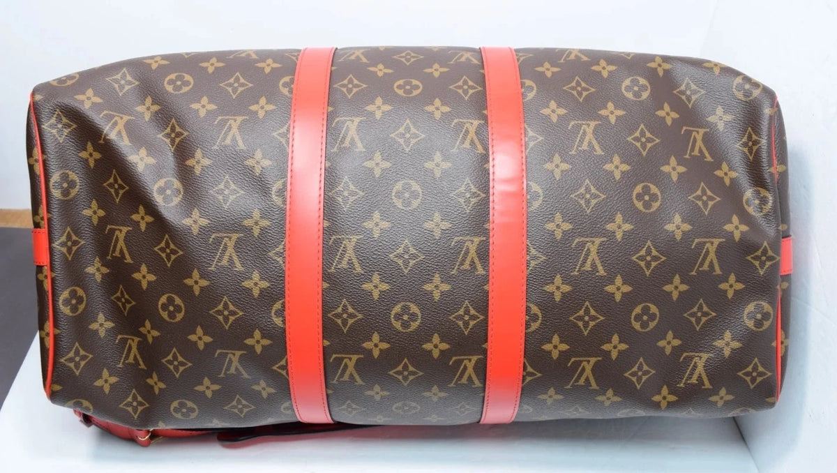 Louis Vuitton Keepall Bandoulière 50 Coquelicot Red Monogram Canvas Travel Bag